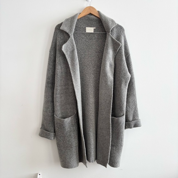 Lush Wool Gray Open Front Long Sweater Coat - Picture 2 of 15